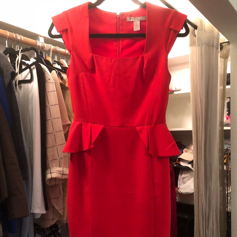 Red sheath peplum dress